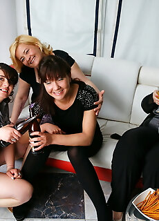 Four Old And Young Lesbians Having A Party