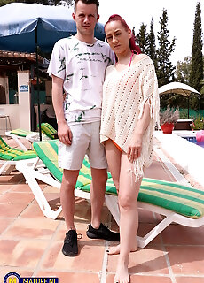 The Poolboy Get's Seduced By Milf Fire Girl To Fuck Her Right Next To The Pool Under The Sun